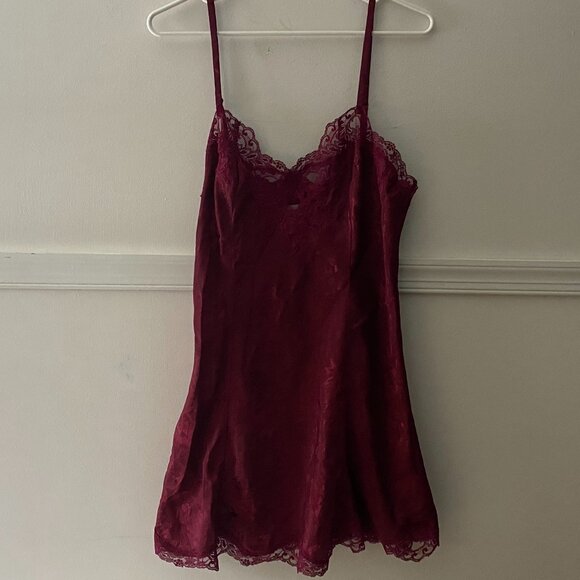 Victoria's Secret Other - Vintage Victoria's Secret Gold Label Crimson Burgundy Lace Slip Size M